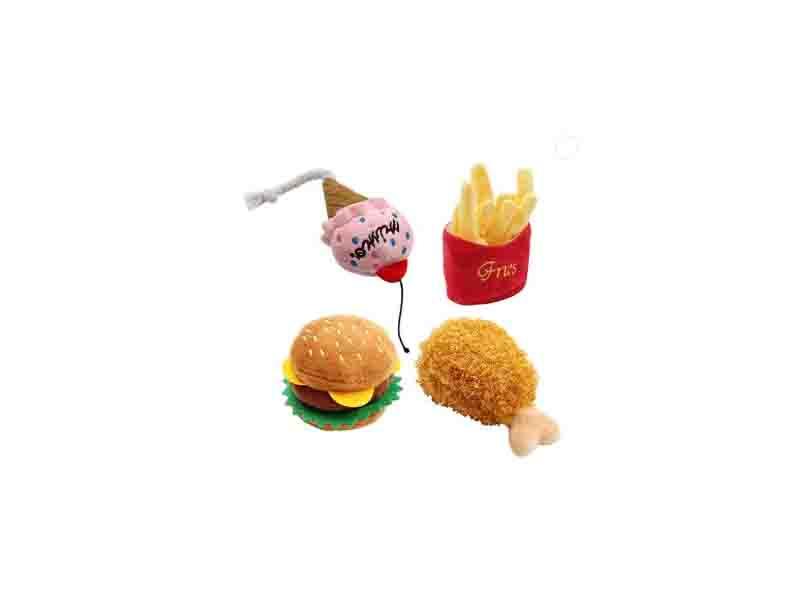 Wholesale Eco Friendly Cute Fast Food Chicken Ice Cream Soft Durable Squeaky PET Plush Dog Toy 