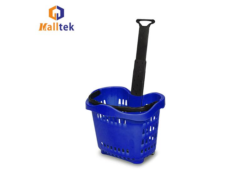 Supermarket 42L Rolling Shopping Plastic Basket Hand Basket