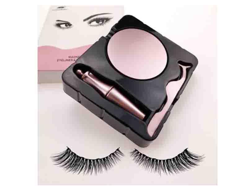 5d Faux Mink Magnetic Eyelashes Custom Packaging Magnetic Eyelashes with Tweezers Silk Lashes Case 