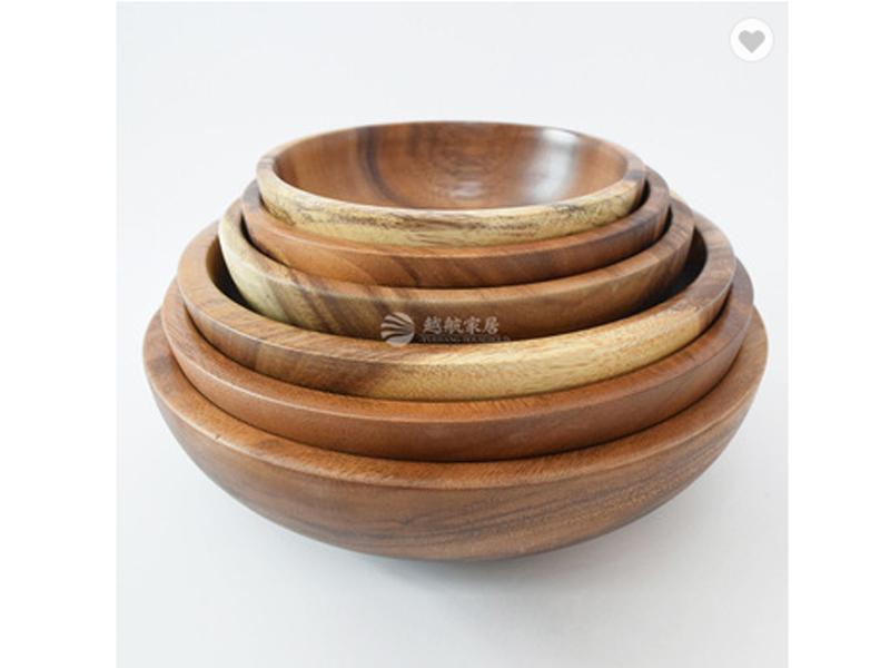 Wholesale Retail Cheap and High Quality OEM Customize Tableware Pasta Bowl Handmade Crafts Acacia Wo
