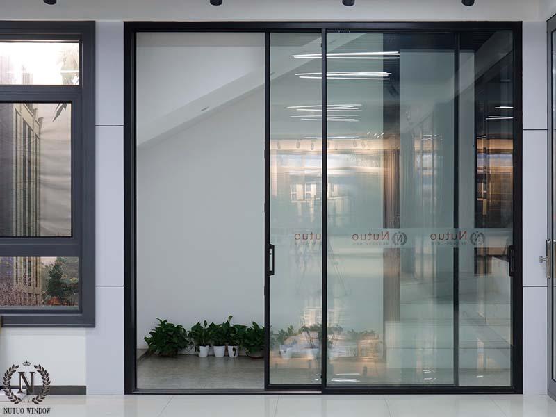 Foshan Factory Fireproof Tempered Glass Aluminum Ultra Slim Frame Door for Villa Project