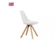 Factory Direct Cheap Plastic Dining Room Chair with Wooden Leg XRB-053-E