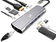 Wholesale C Type To PD + USB3.0 * 3 + SD + TF + Audio Gigabit Ethernet Docking Station 9 in 1 Chargi