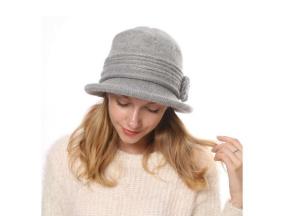 Wholesale Fashion Women Winter Large Brim Bow Thicken Rabbit Fur Warm Cap Ladies Knitted Hat