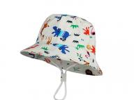 Children Sun Hat Cartoon Printed Cotton Sunshade Kids Fisherman Cap Infant Bucket Hat with Chin Stra