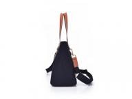 Wholesale Fashion Casual Leather Strap Tote Bag Custom Cotton Canvas Black Handbags for Women