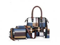 2020 Cheap Price New Lady Women Shoulder Bag Grid Constrant Color 4 Pieces PU Handbag Set