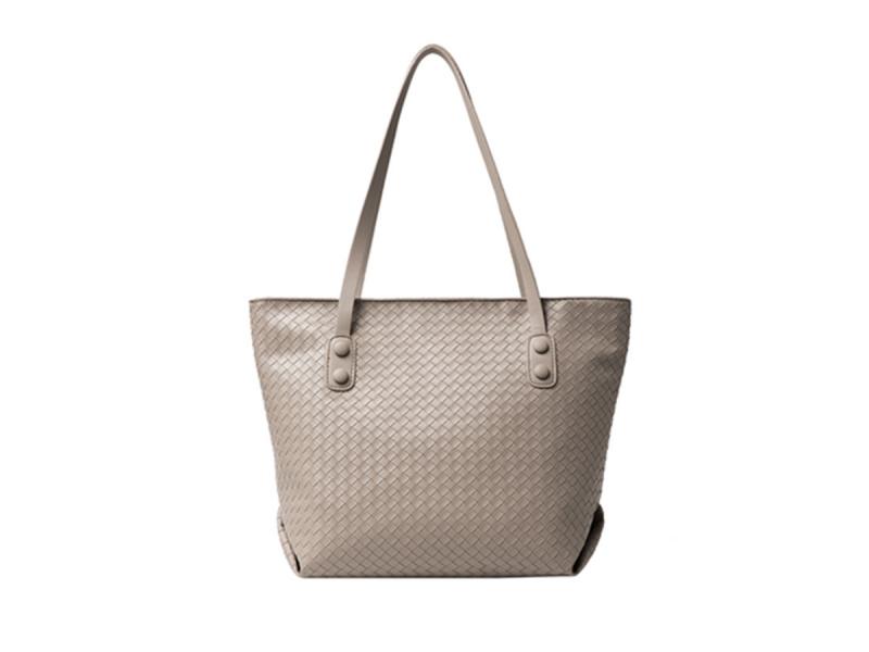 New Style Women's Fashion Sling Bag Pure Color Weave Pattern Female Bag High Capacity PU Tote Bag