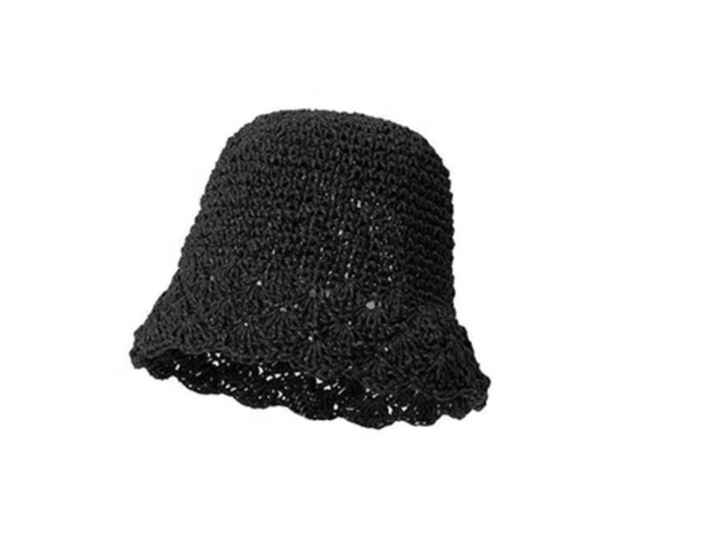 New Design Hand Crocheted Open Weave Paper Straw Foldable Floppy Bucket Straw Hat