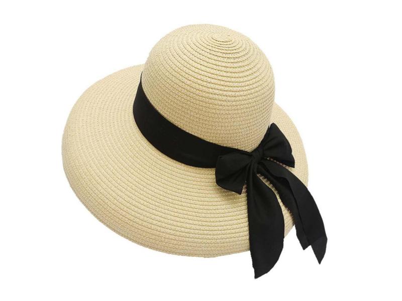 Women Broad Brim Beach Hat Bowknot Summer Sun Hat Straw Hat