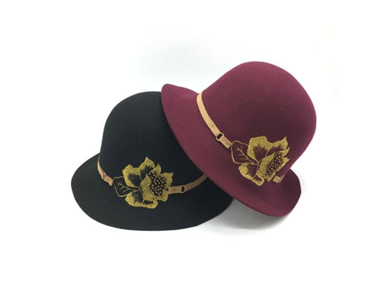 Custom Embroidery Fashion 100% Wool Felt Women's Dress Hat