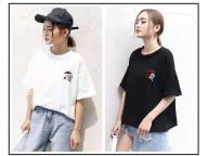 Wholesale Factory Price Custom Logo Pattern Black T-Shirt for Women